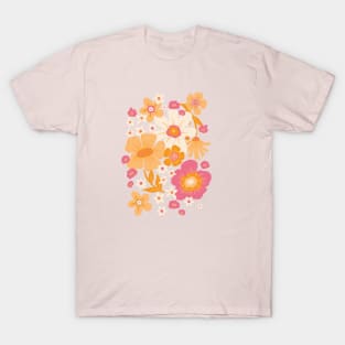 Groovy 60s Floral - Florida Pink T-Shirt